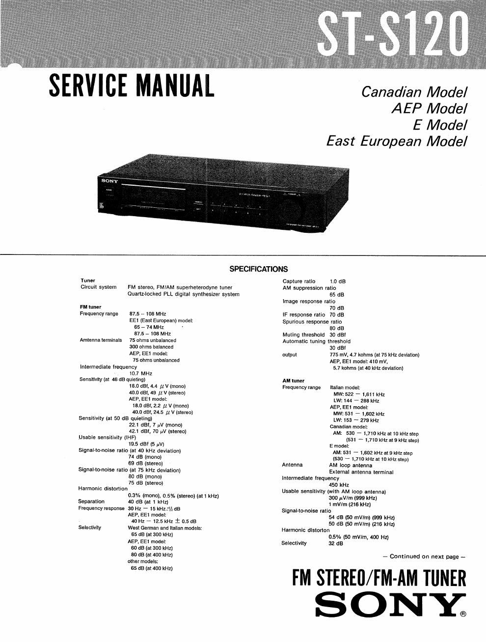 sony st s 120 service manual