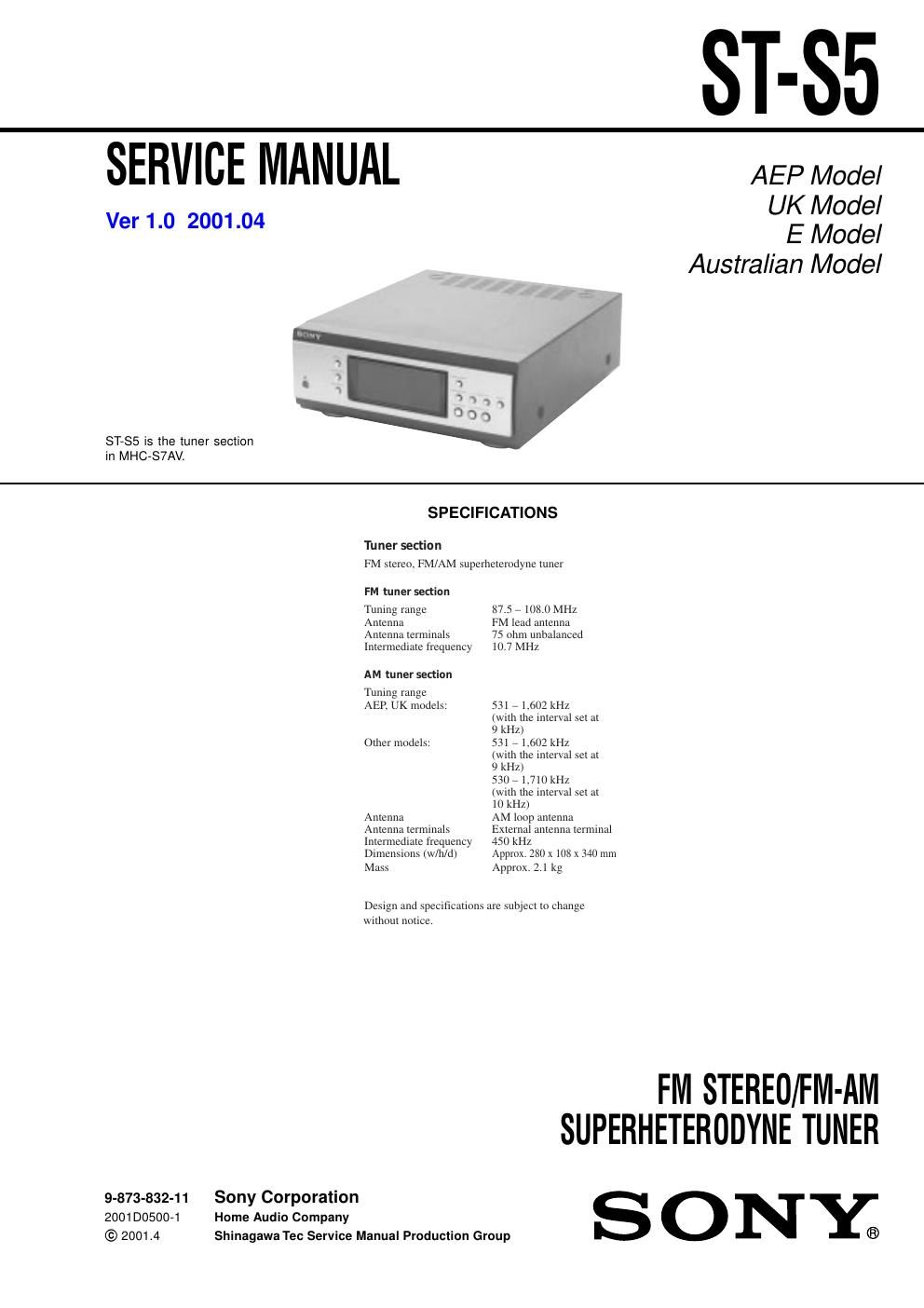 sony st s 5 service manual