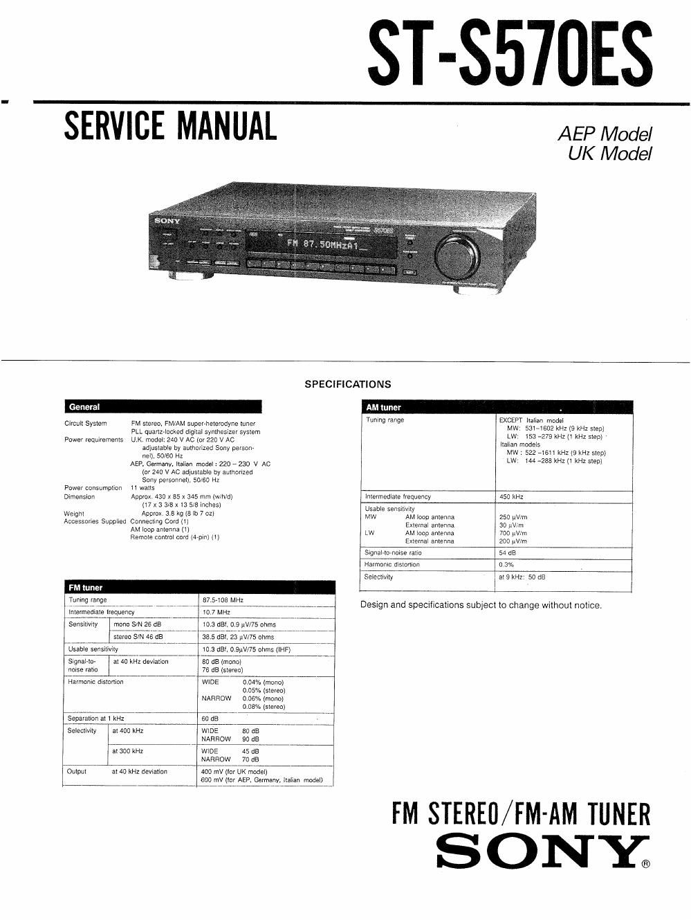 sony st s 570 es service manual