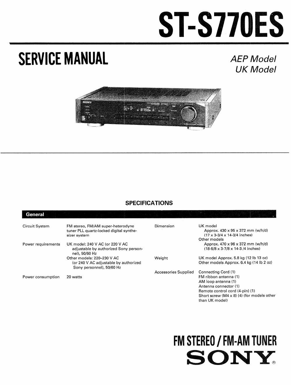 sony st s 770 es service manual