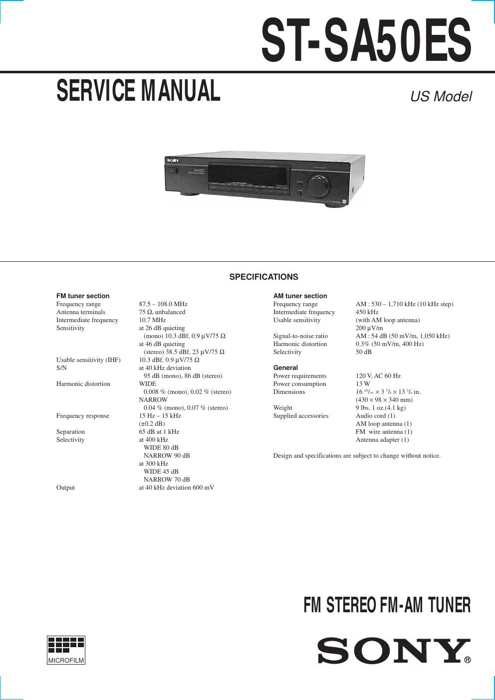 sony st sa 50 es service manual