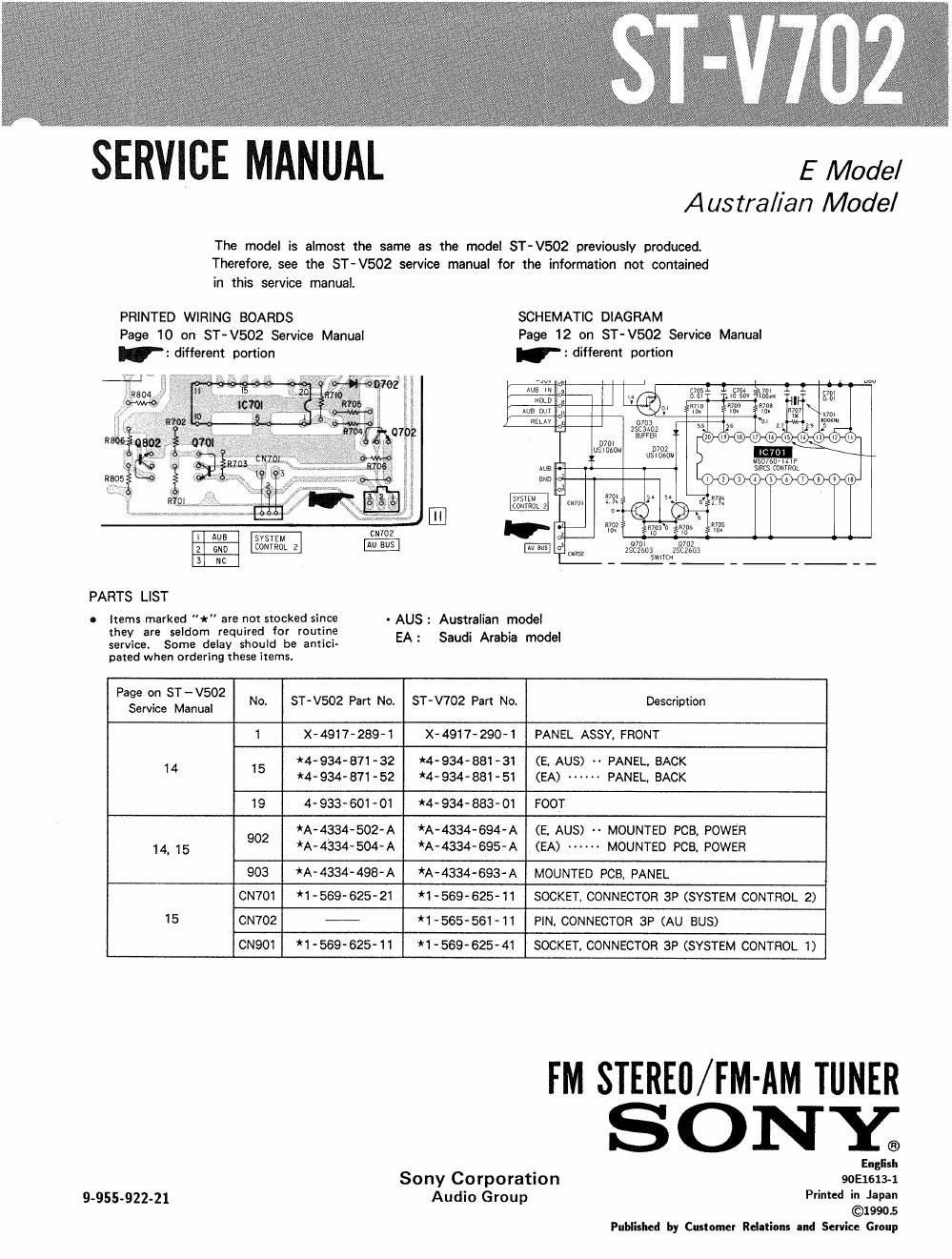 sony st v 702 service manual