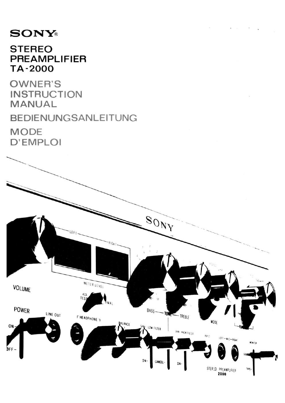 Sony TA 2000 Owners Manual