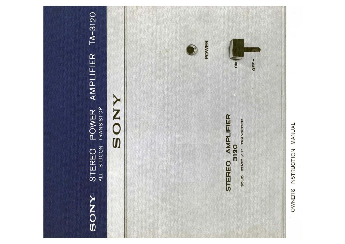 Sony TA 3120 Owners Manual