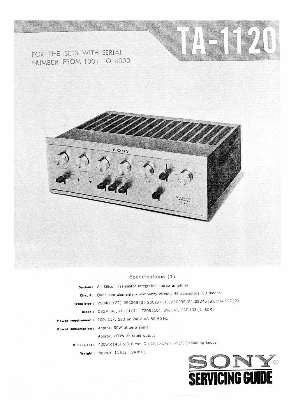 sony ta 1120 2 service manual