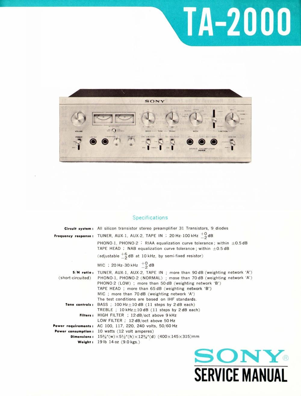 sony ta 2000 service manual