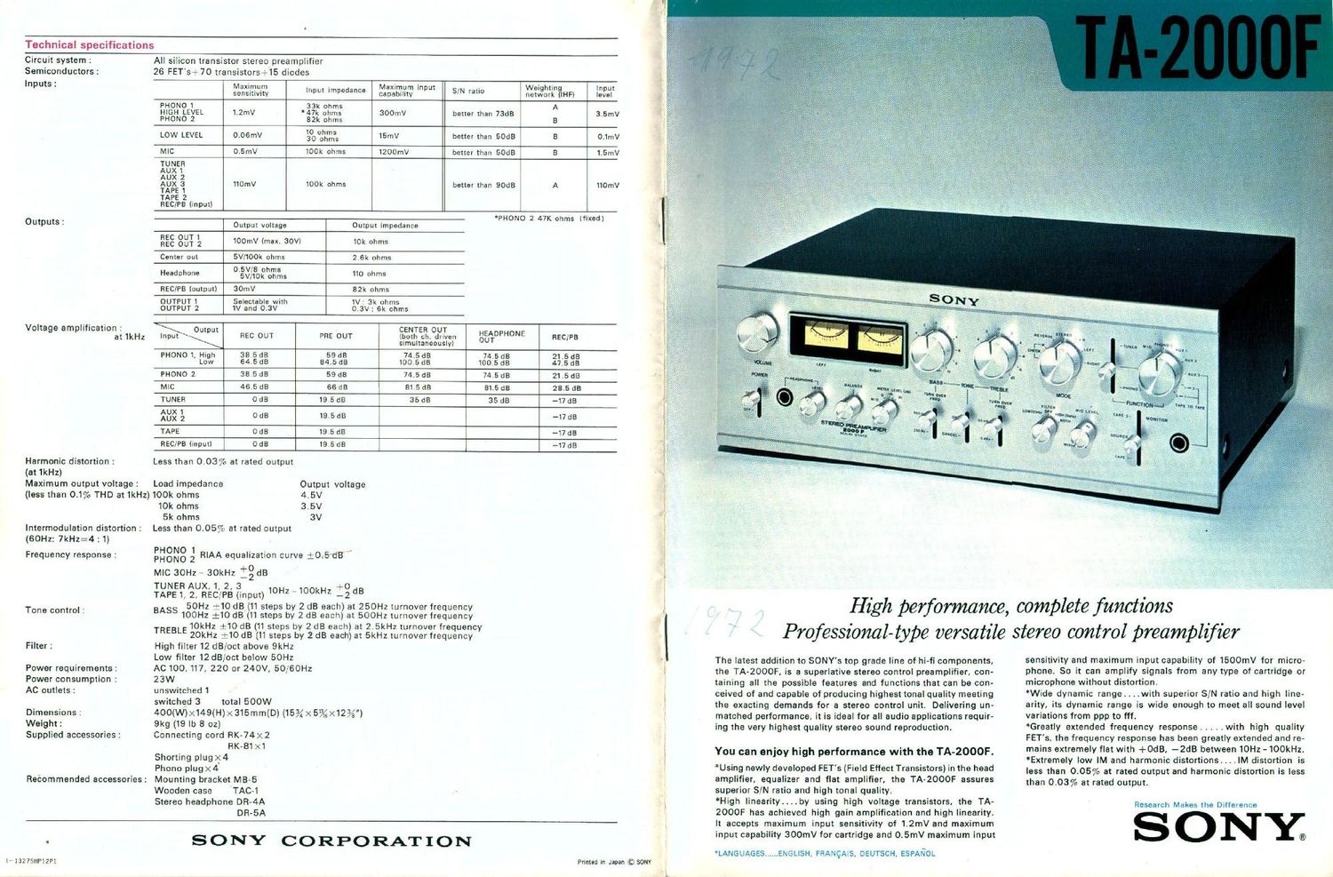 sony ta 2000p