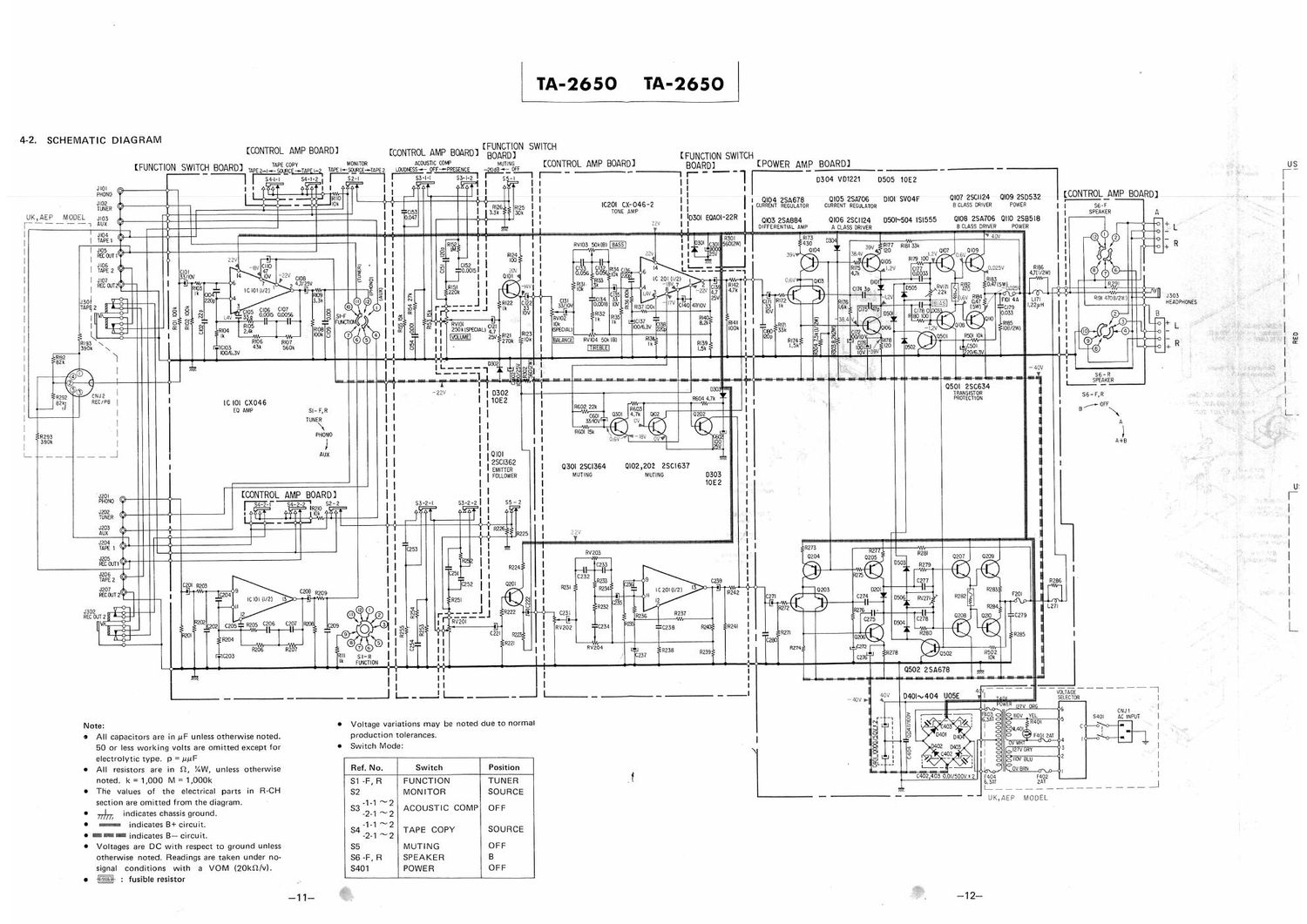 sony ta 2650 schematic