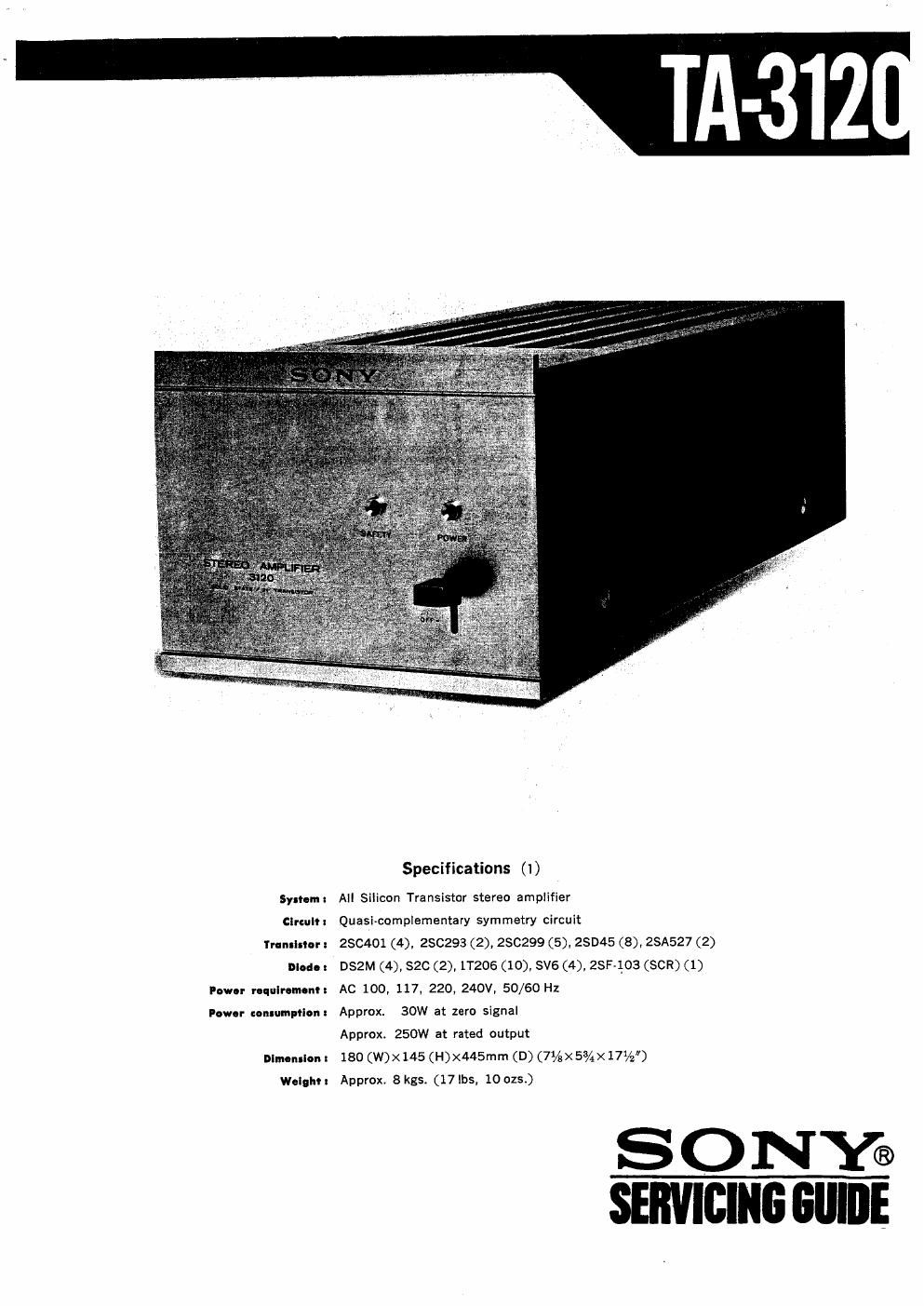 sony ta 3120 service manual