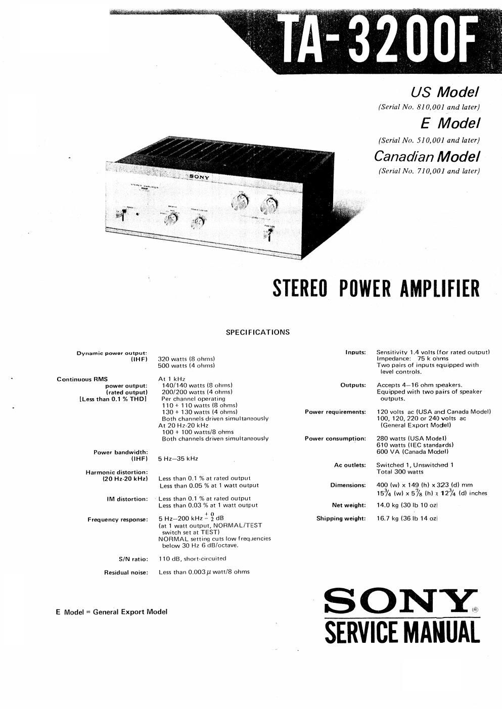 sony ta 3200 f service manual