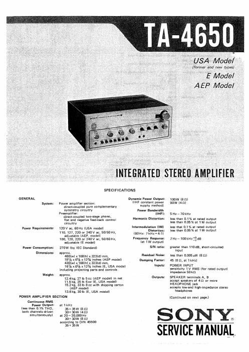 sony ta 4650 amp service manual