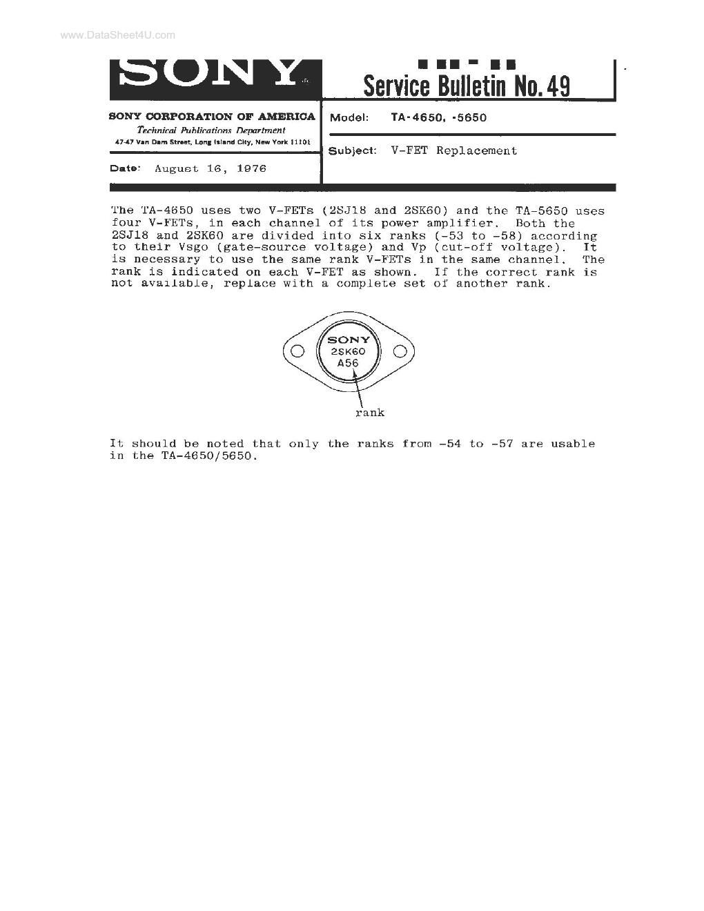 sony ta 4650 service manual