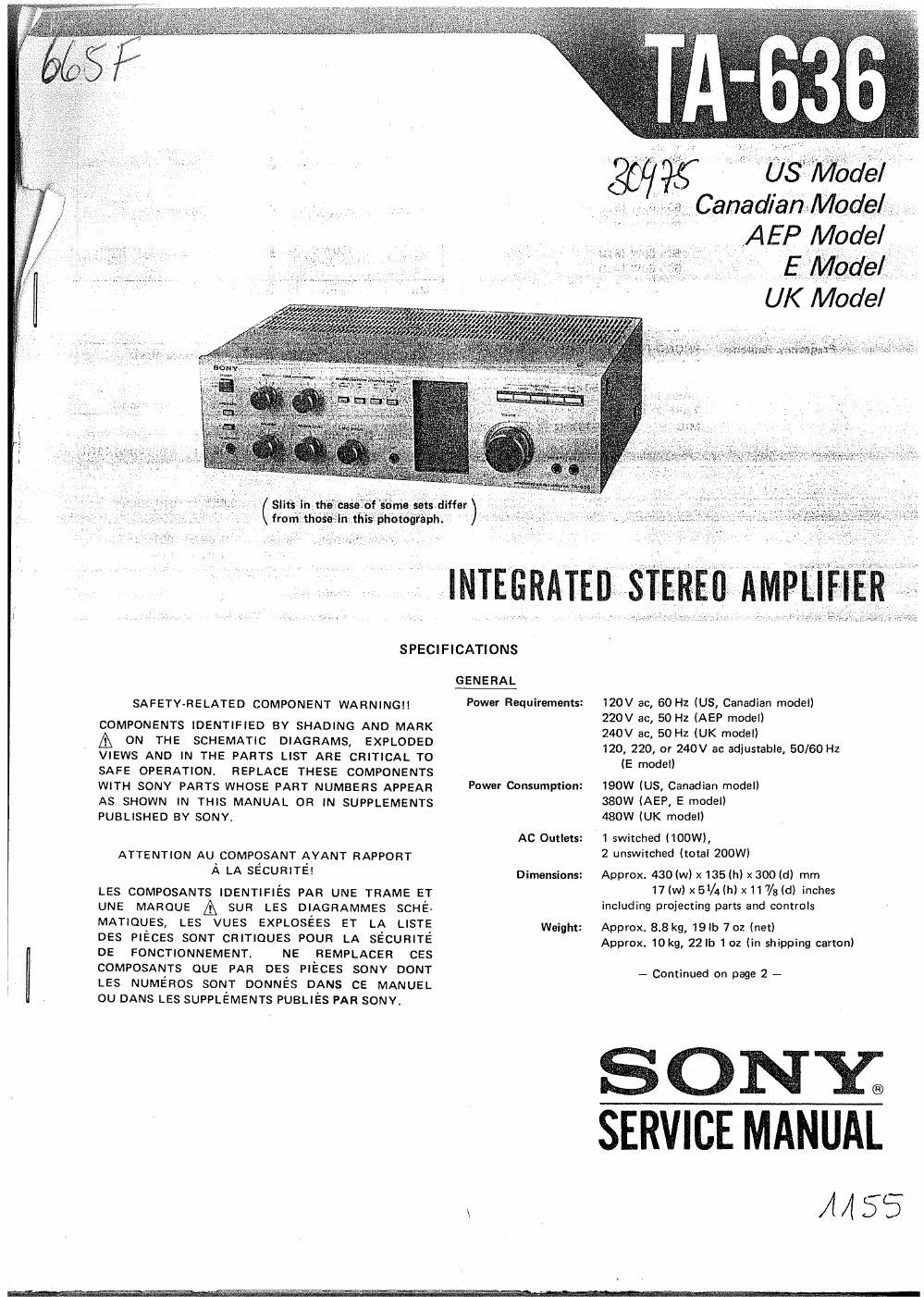 sony ta 636 service manual