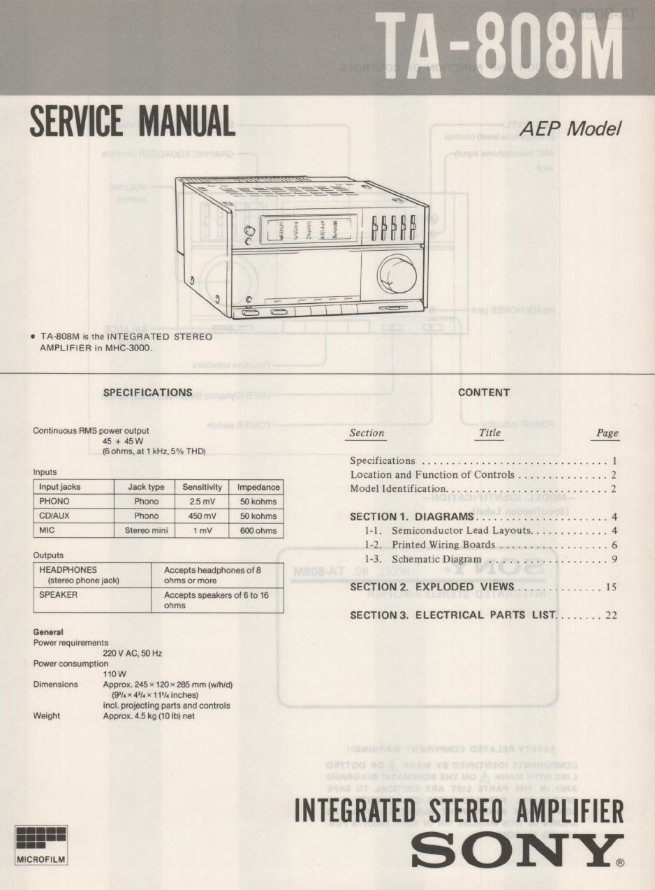 sony ta 808m service manual