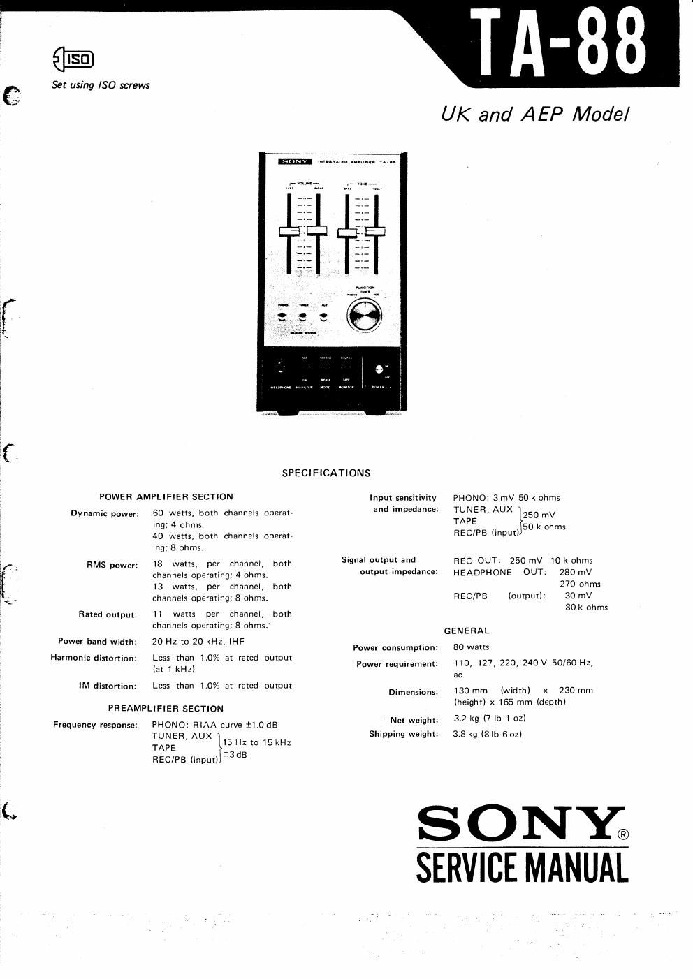 sony ta 88 service manual