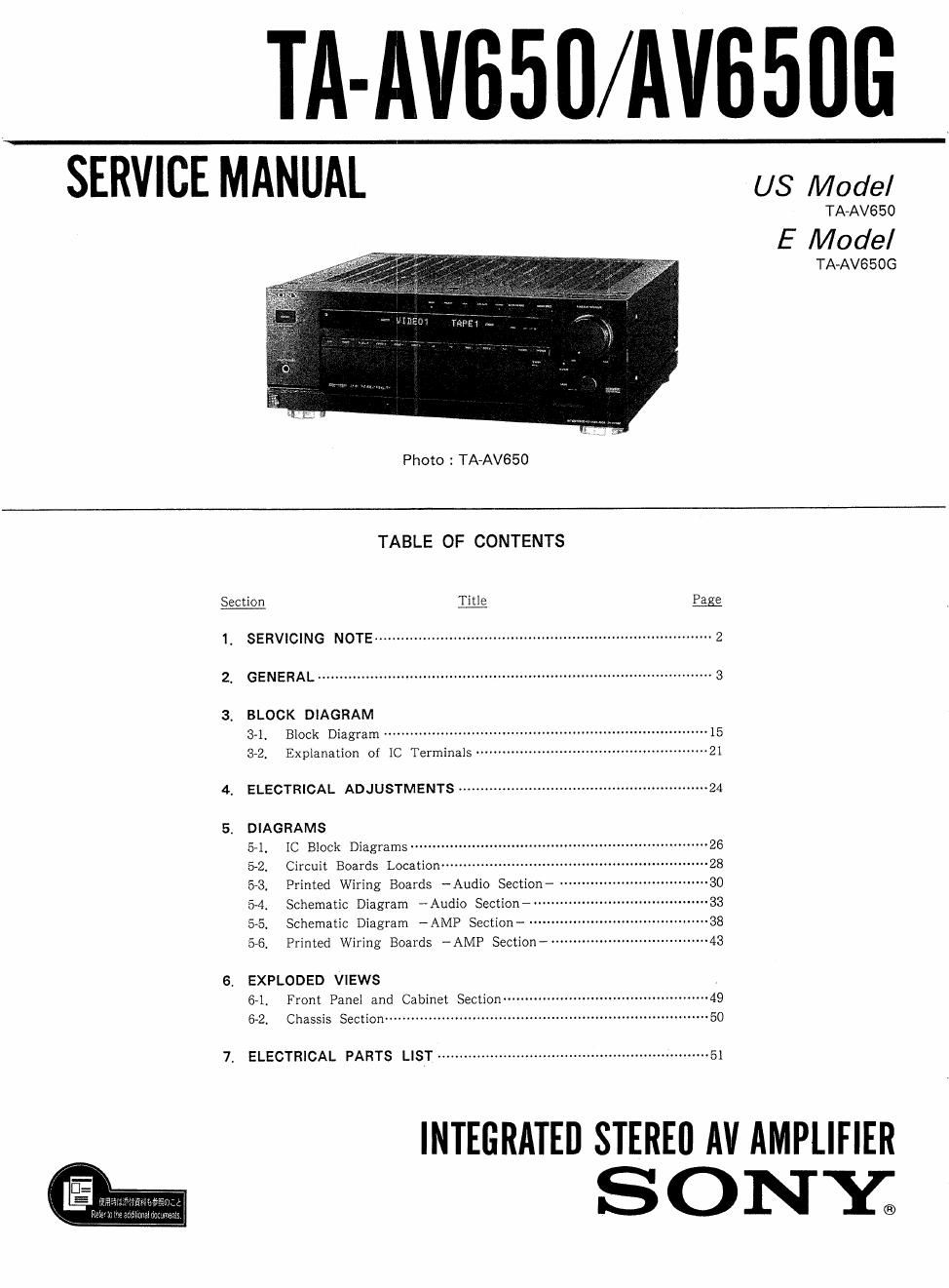 sony ta av 650 service manual