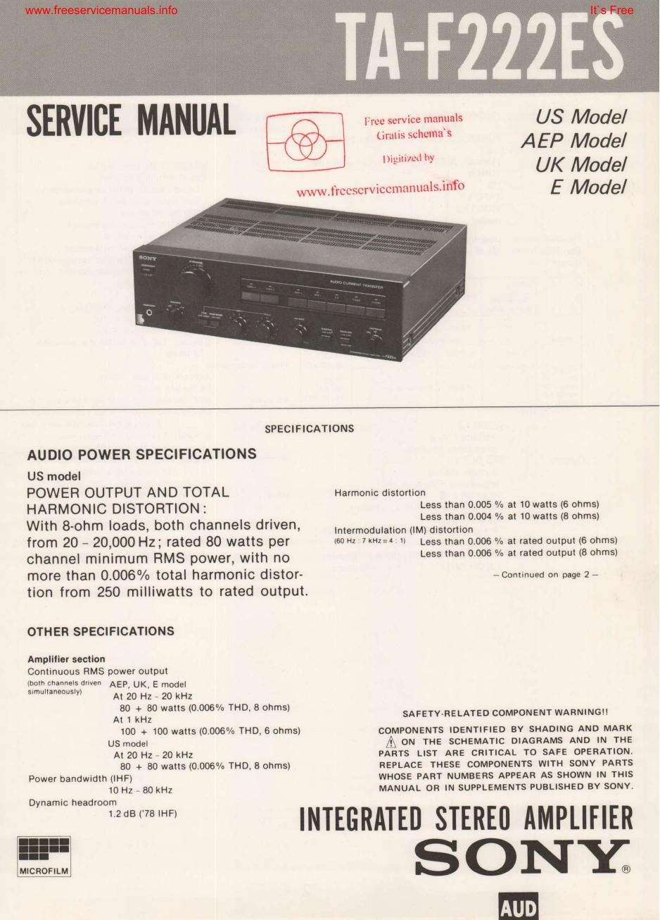 sony ta f 222es int service manual