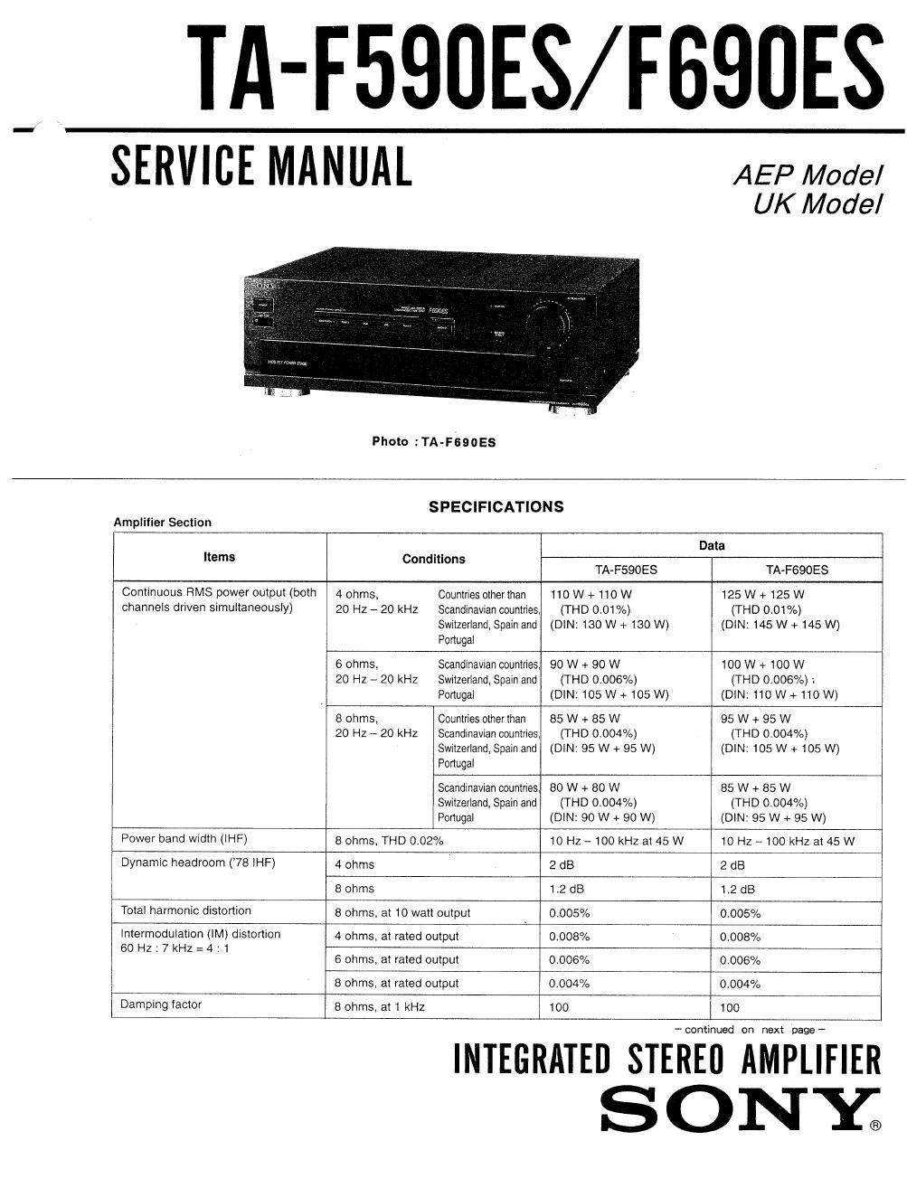 sony ta f 690 es service manual