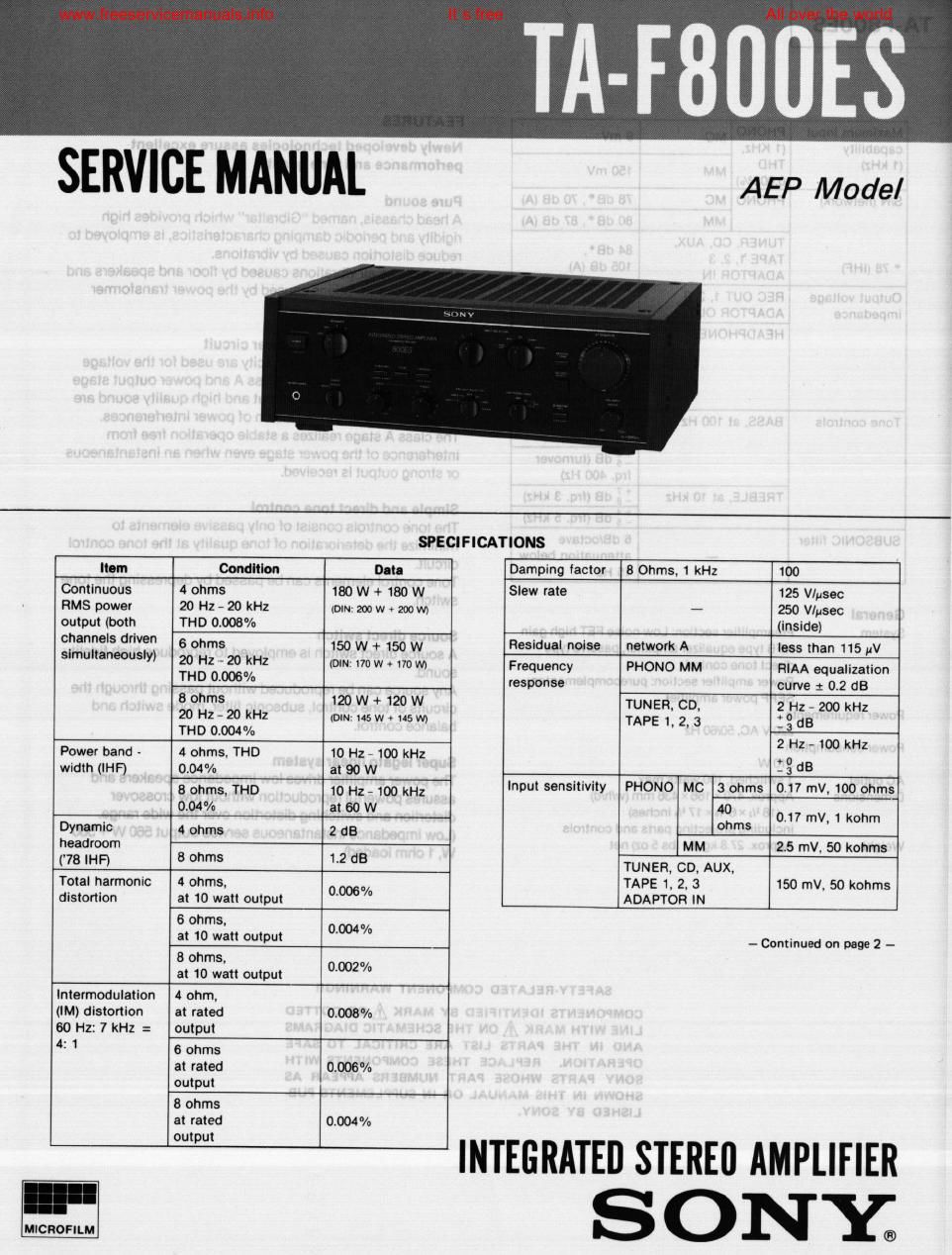 sony ta f 800es int service manual