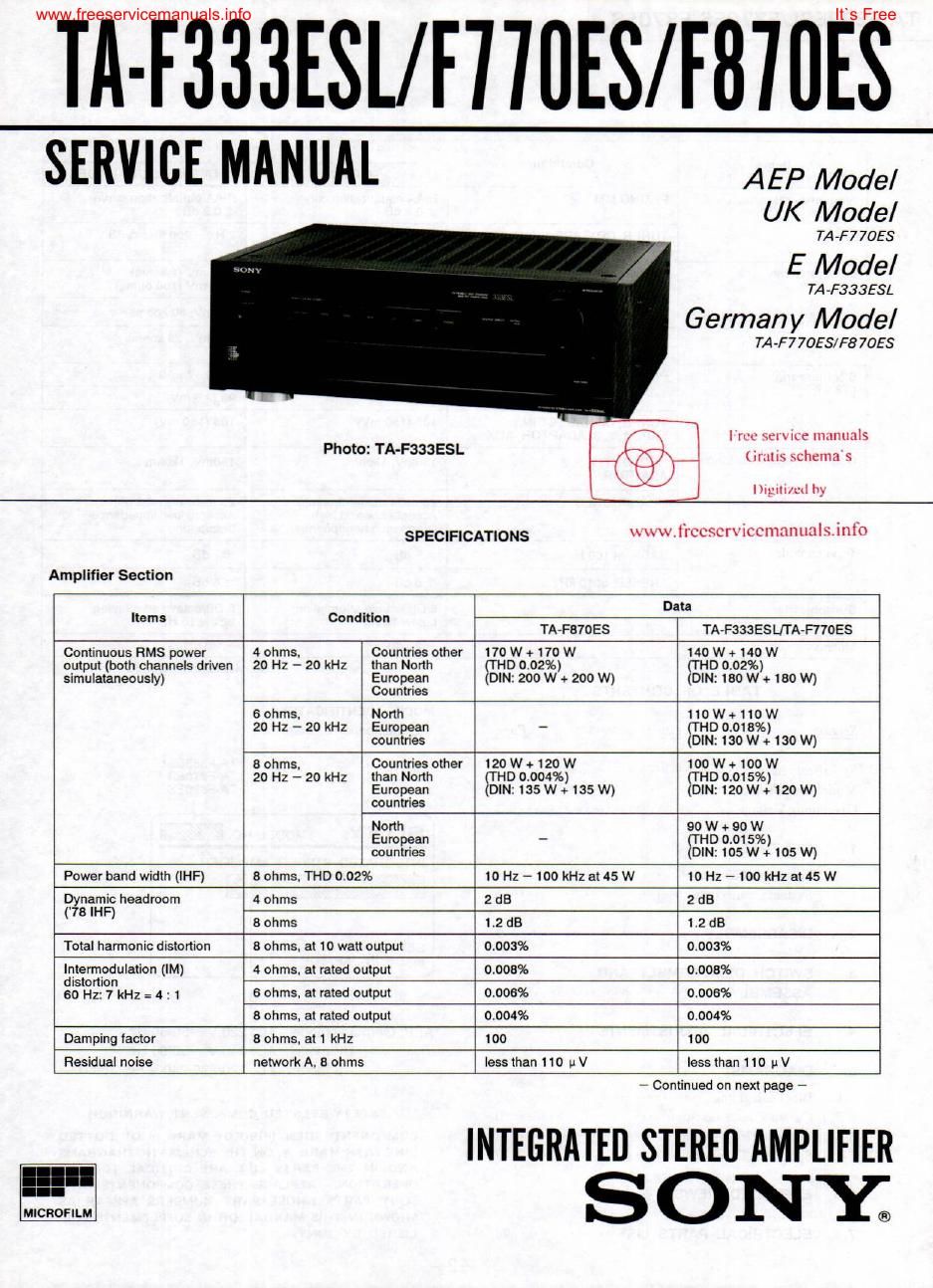 sony ta f 870es int service manual