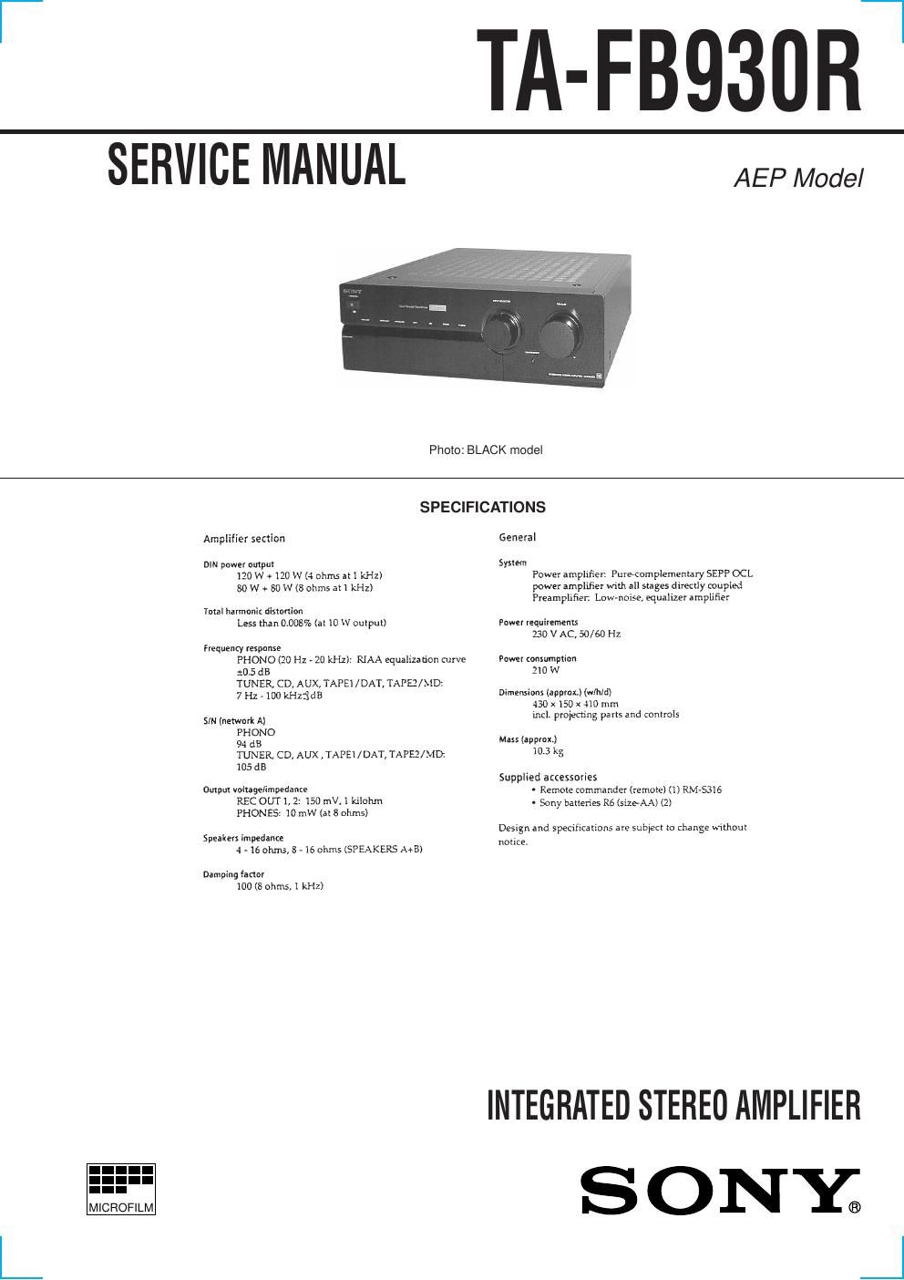 sony ta fb 930 r service manual