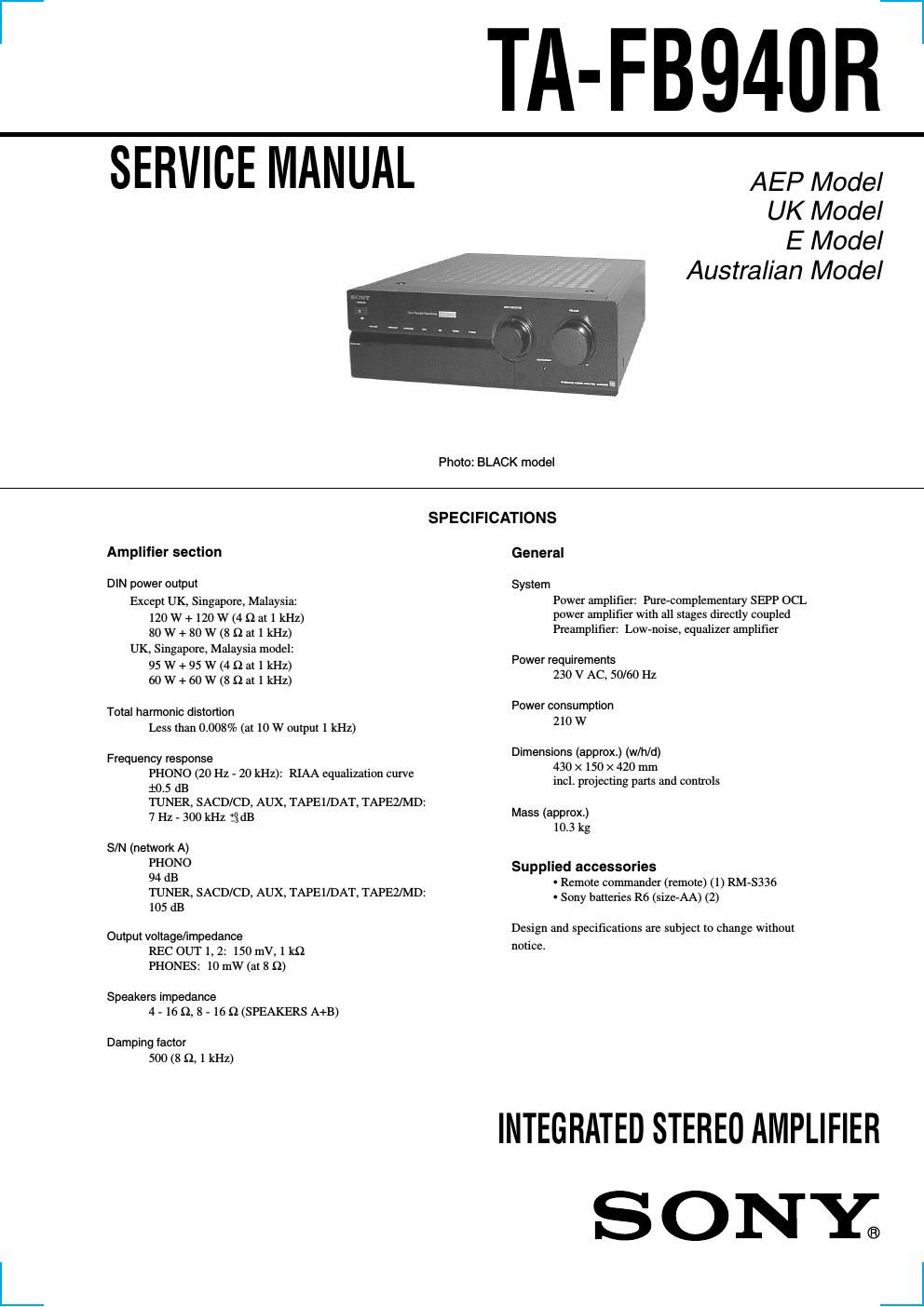 sony ta fb 940 r service manual