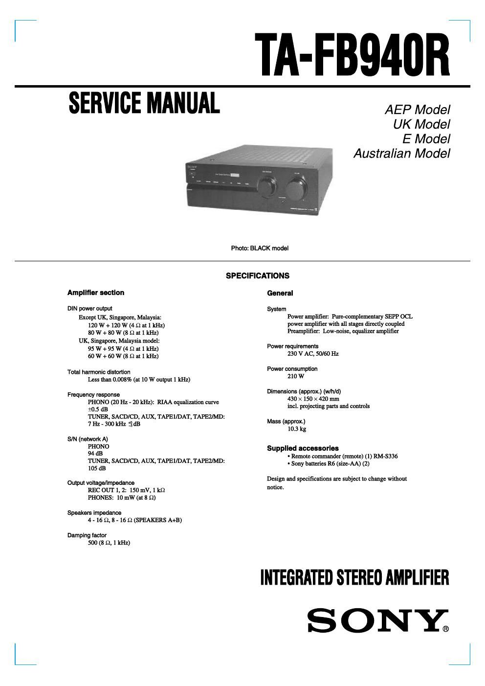 sony ta fb 940r service manual
