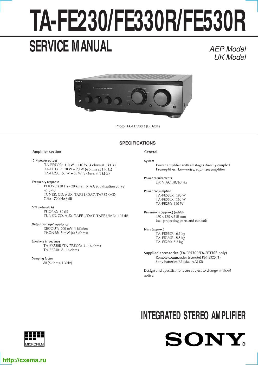 sony ta fe 230 service manual
