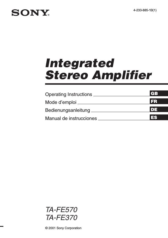 sony ta fe 370 owners manual
