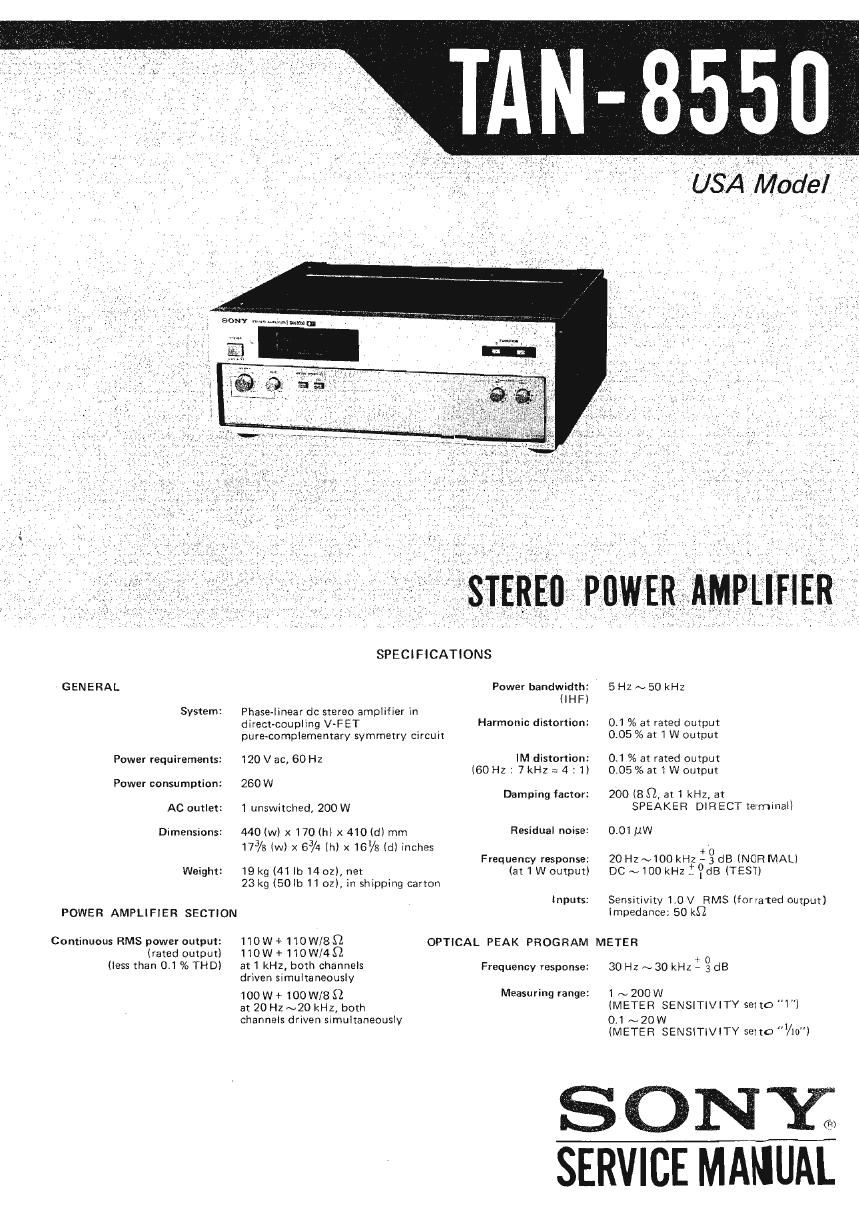 sony ta n 8550 service manual