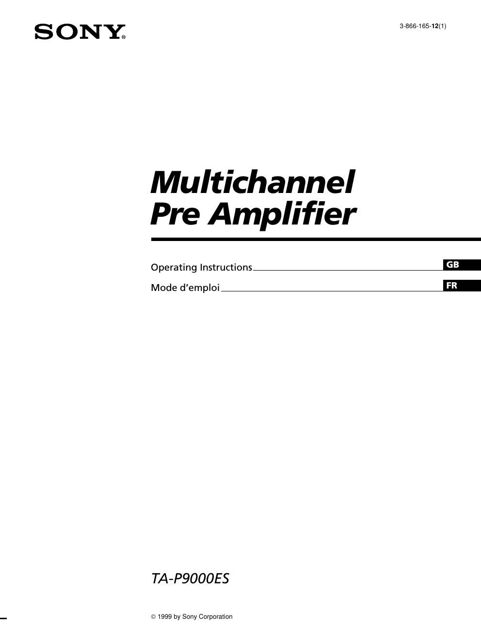 sony ta p 9000 es owners manual