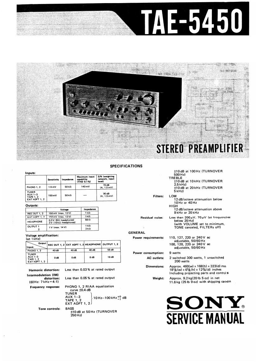 Sony TAE 5450 Service Manual