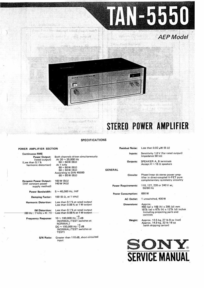 Sony TAN 5550 Service Manual