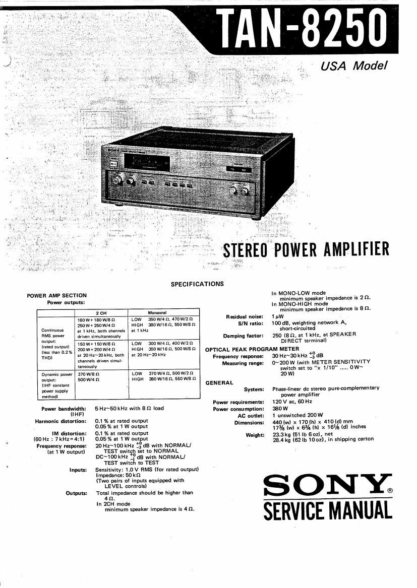 Sony TAN 8250 Service Manual