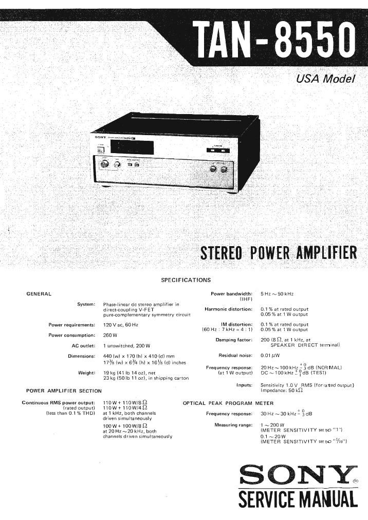 Sony TAN 8550 Service Manual