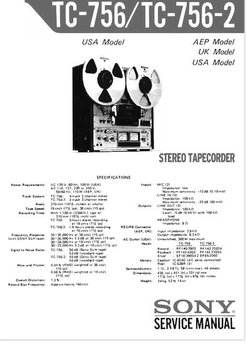 Sony TC 756 2 Service Manual