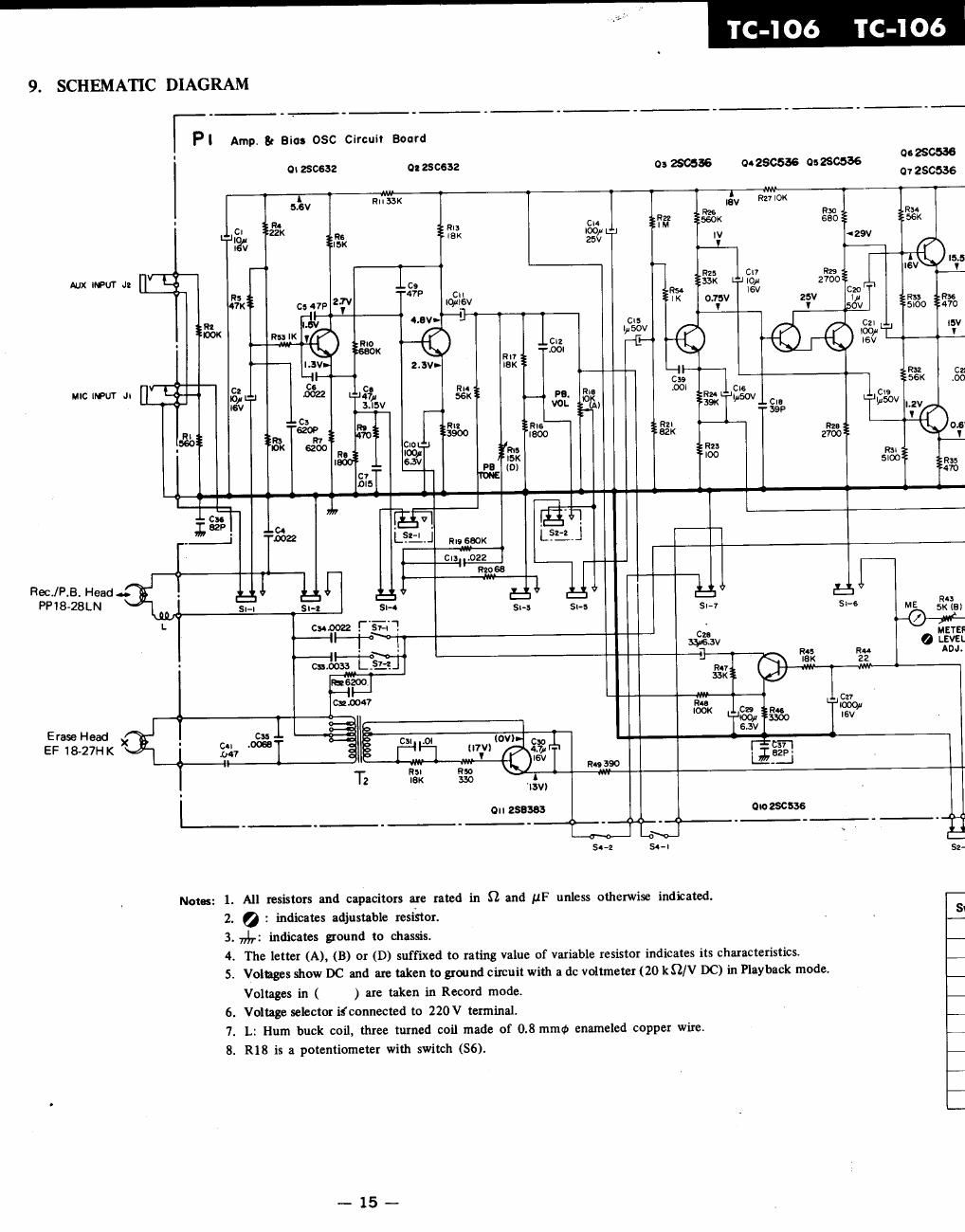 sony tc 106 schematic