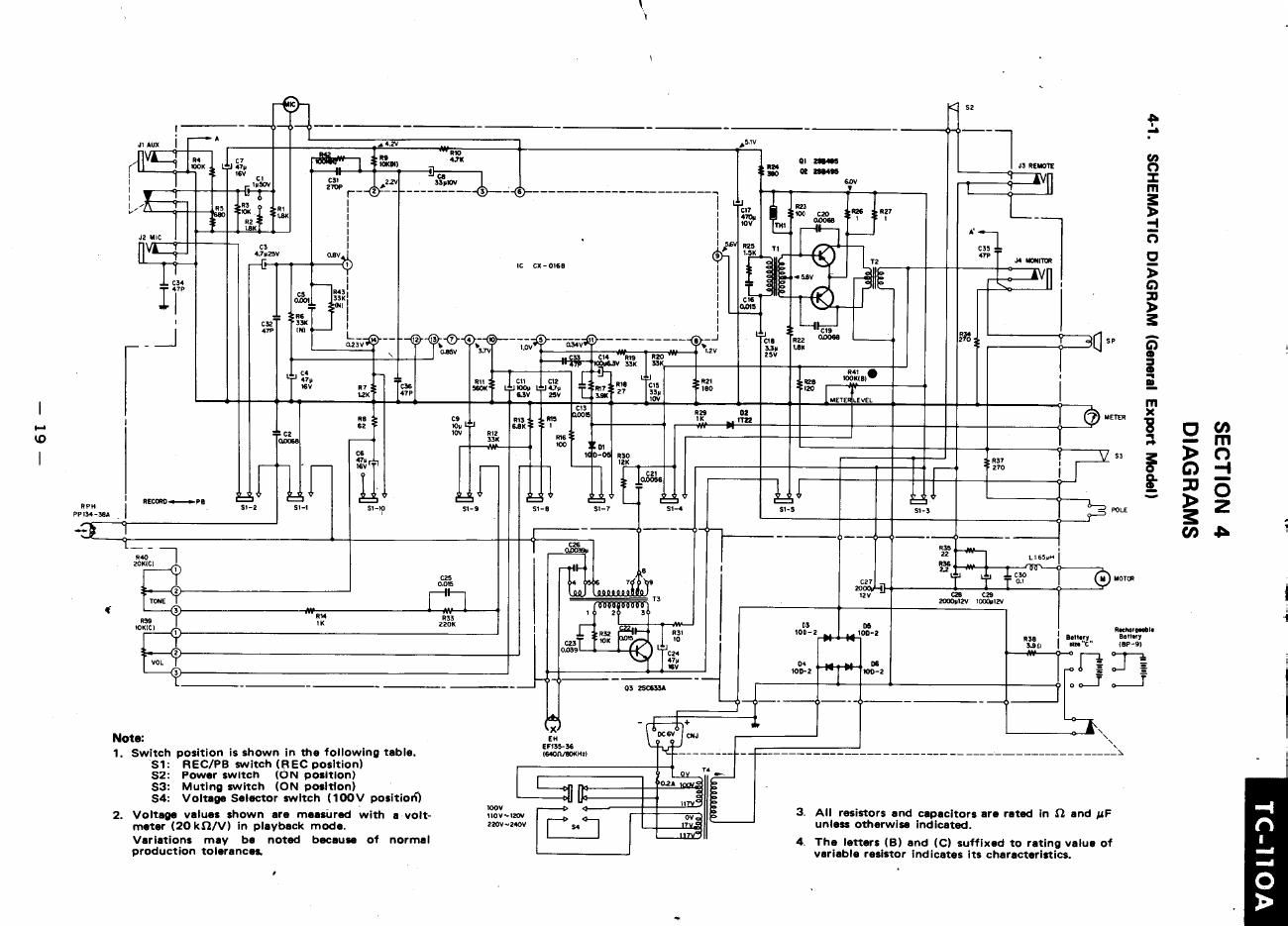 sony tc 110 a schematic