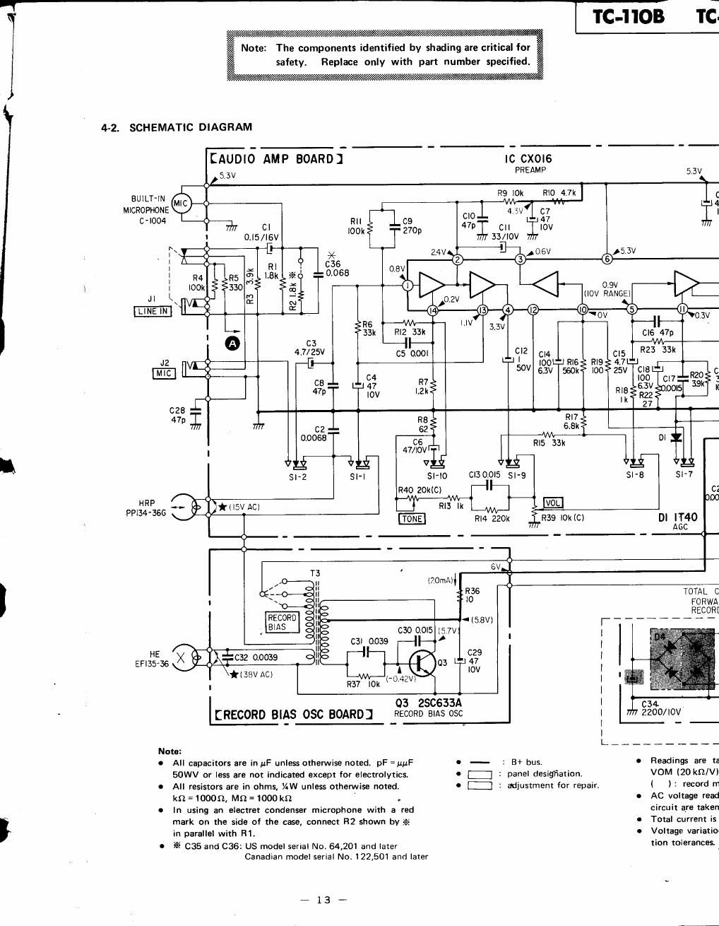 sony tc 110 b schematic