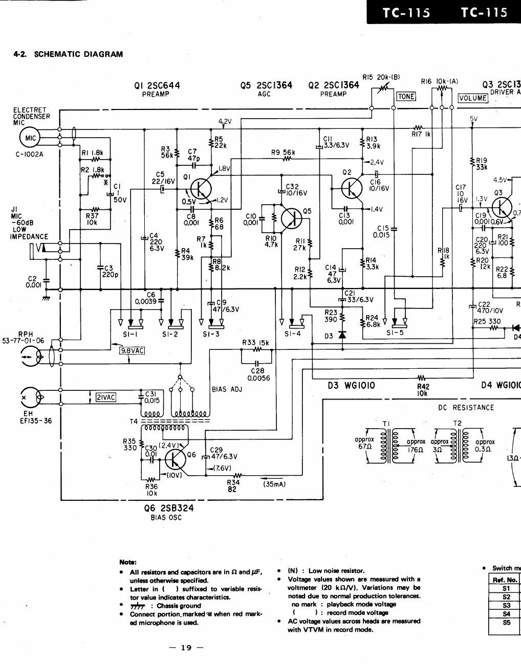 sony tc 115 schematic