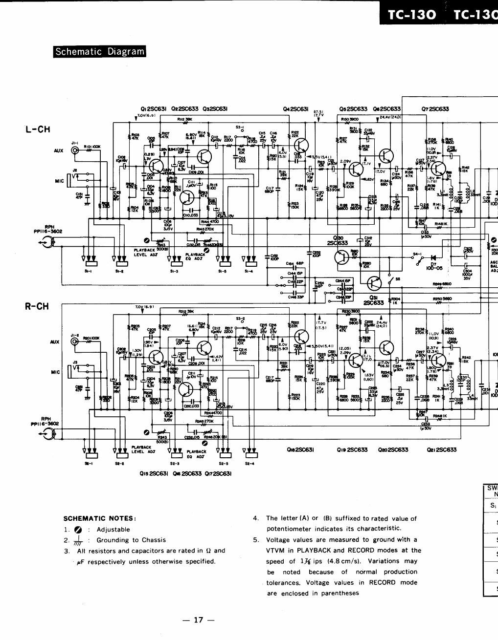 sony tc 130 schematic