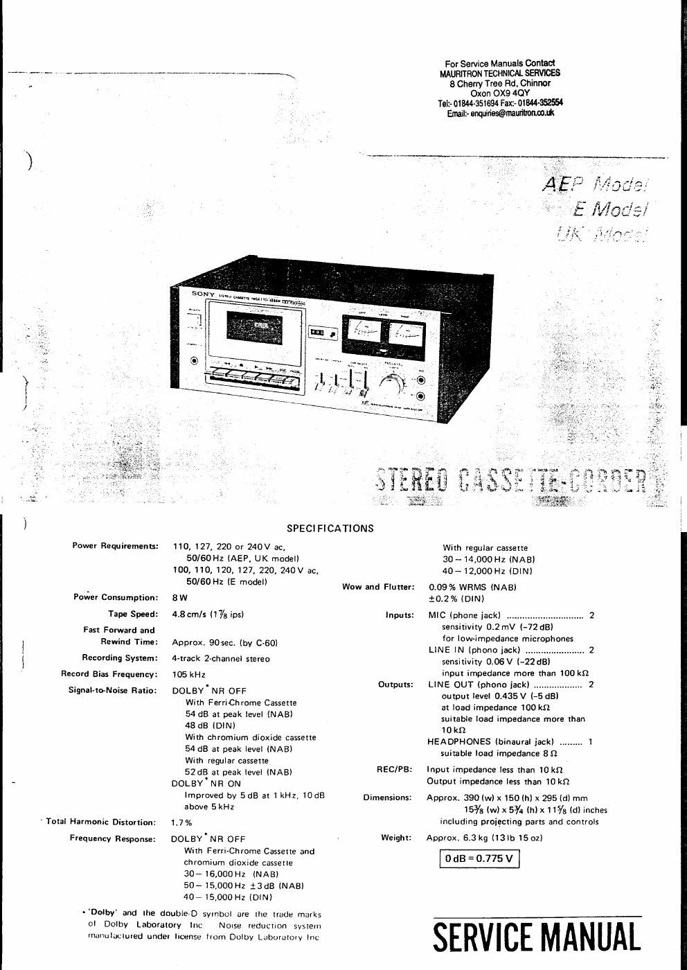 sony tc 186 sd service manual