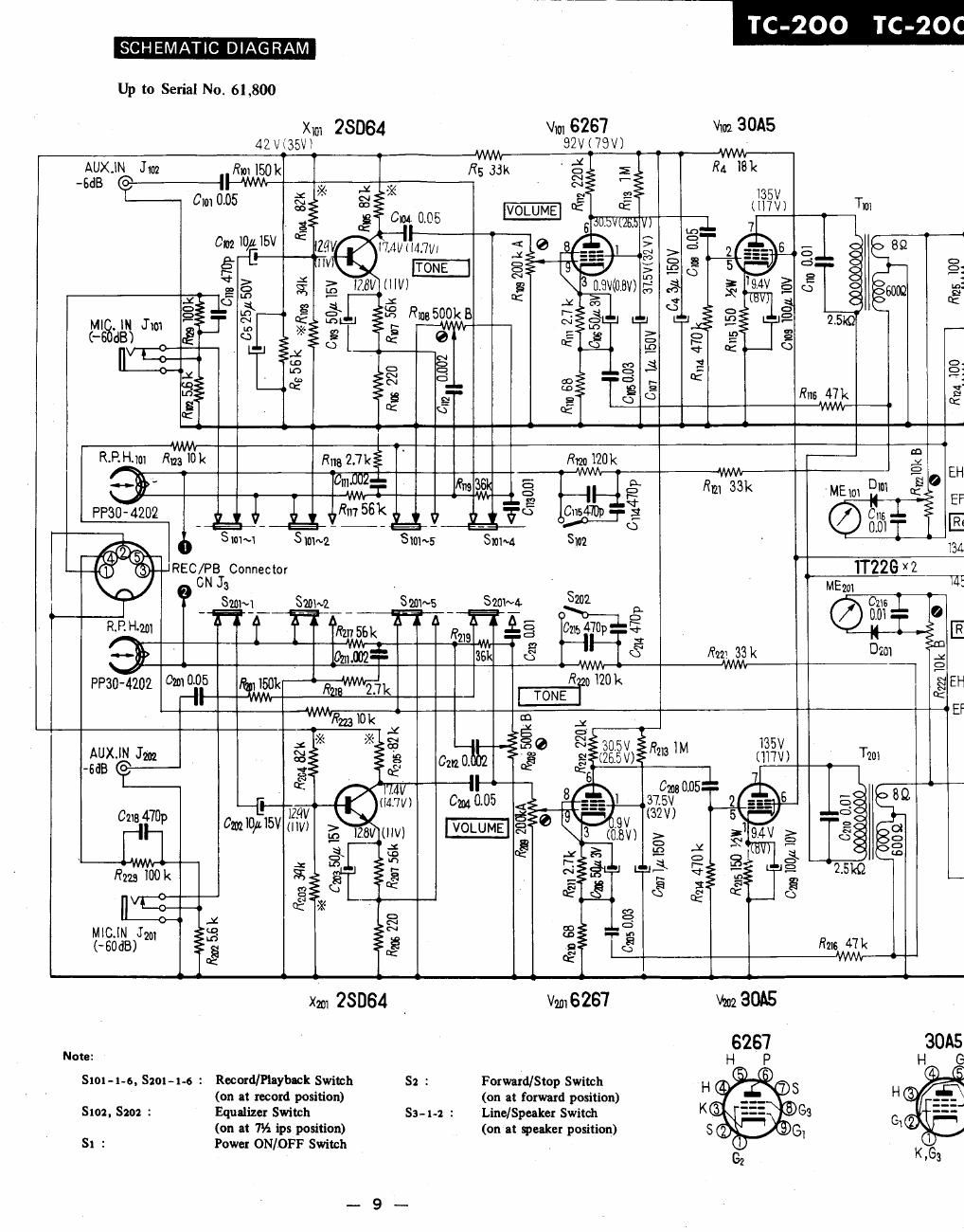 sony tc 200 schematic