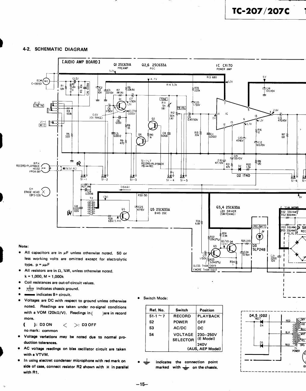 sony tc 207 schematic