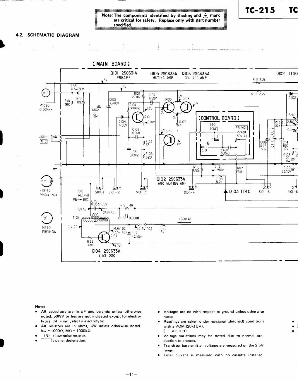 sony tc 215 schematic