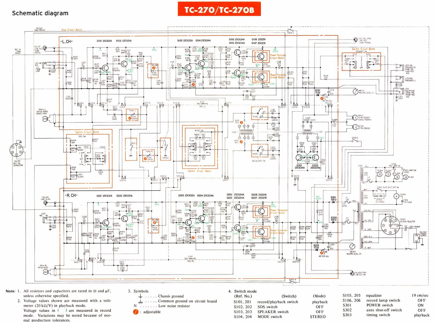 sony tc 270 schematic