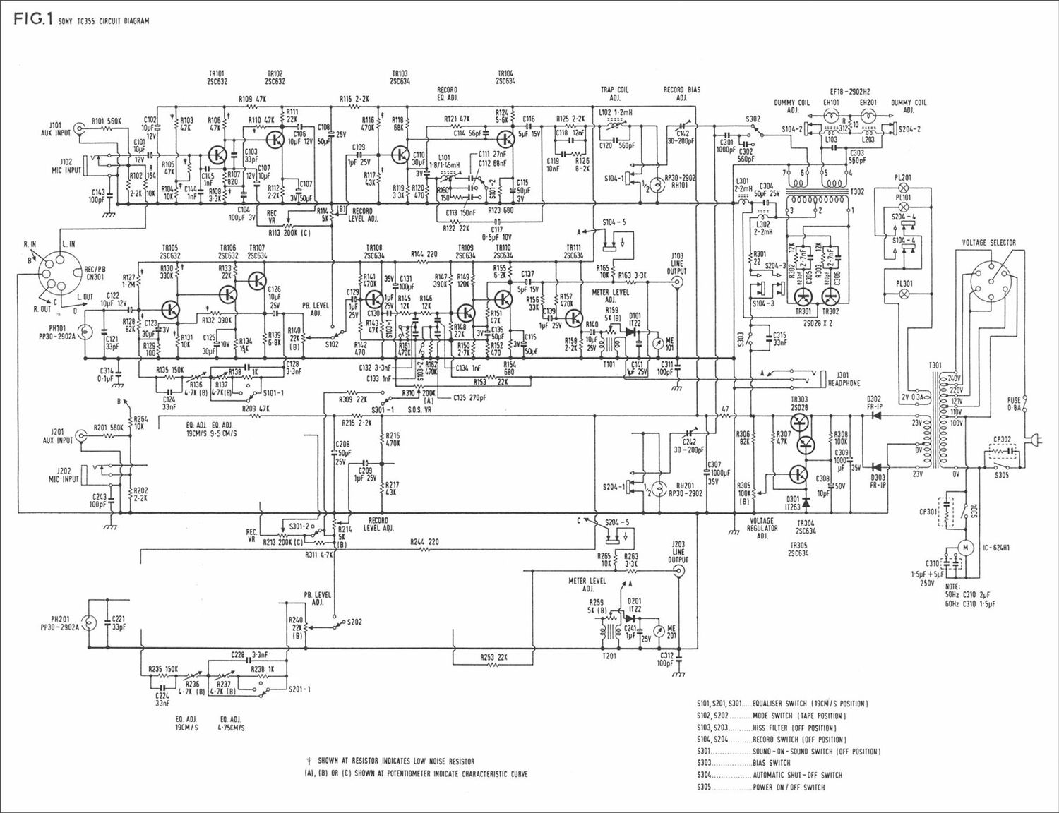 sony tc 355 schematic