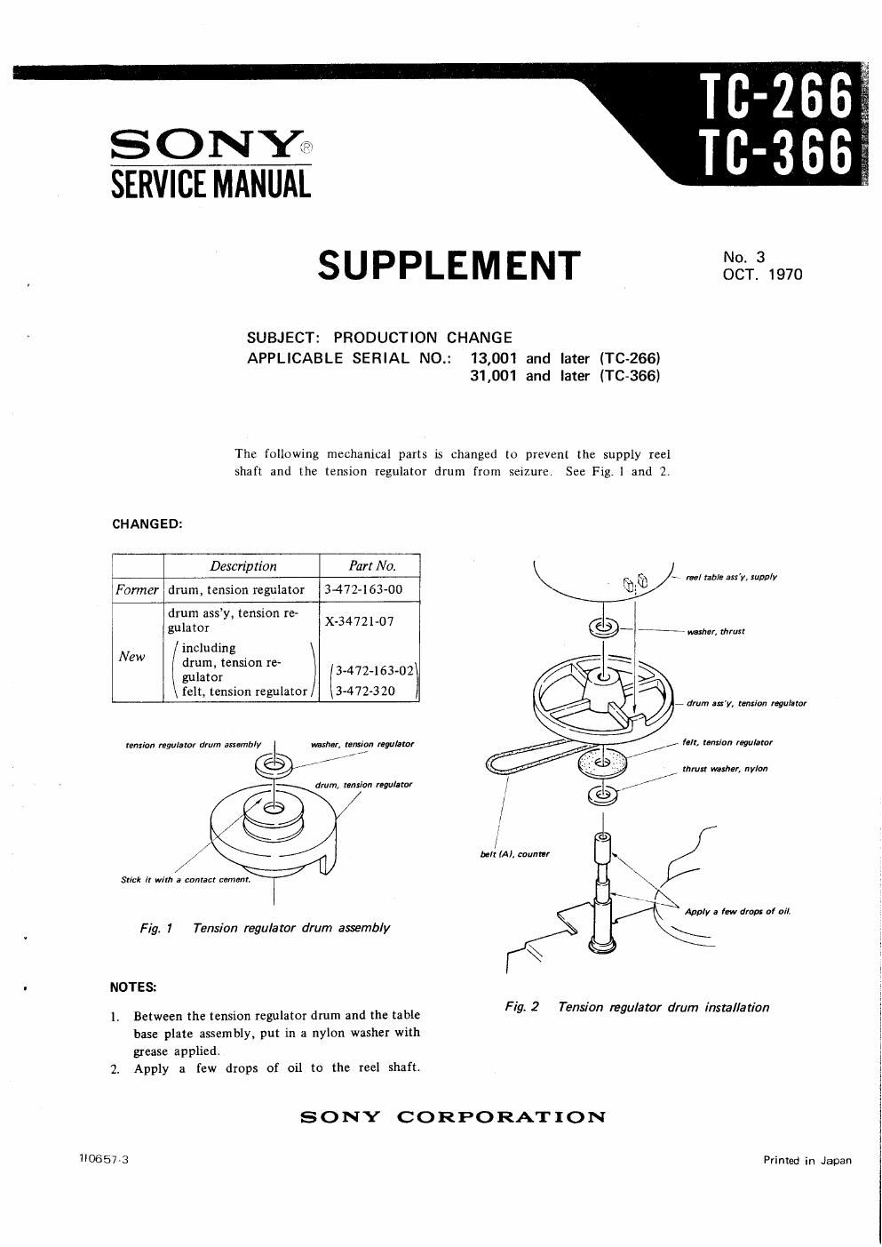 sony tc 366 service manual