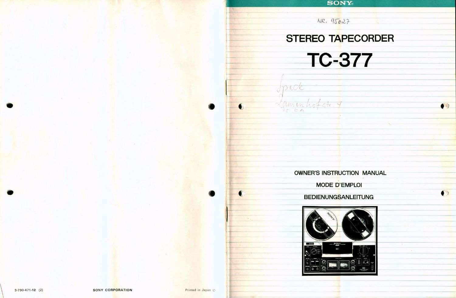 sony tc 377 owners manual 2