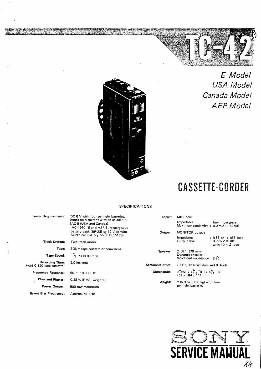 sony tc 42 service manual